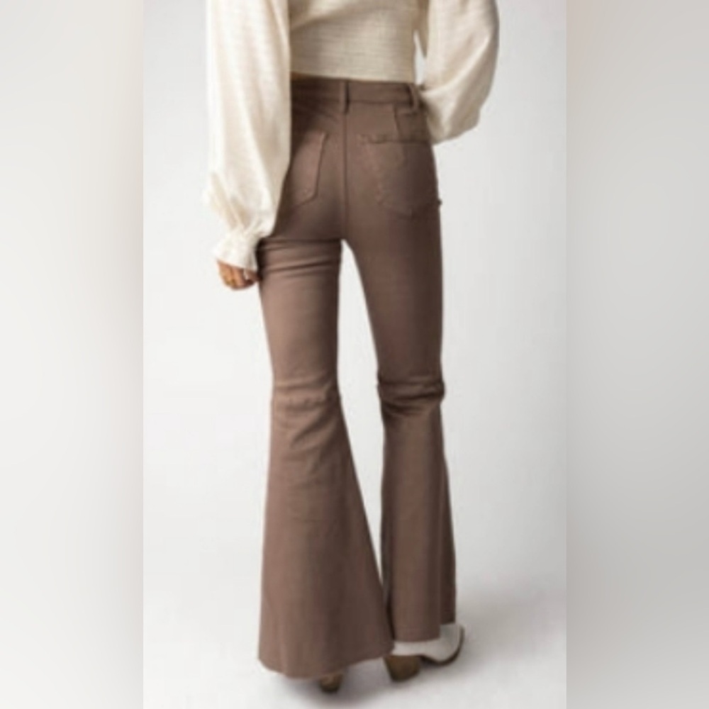 Bohme Dana Flare High Waist Denim Pants In Mauve Size L